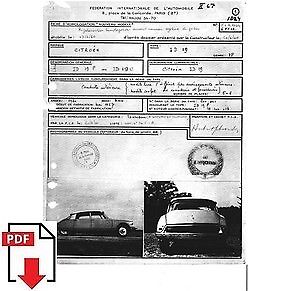 1960 Citroen ID 19 FIA homologation form PDF download